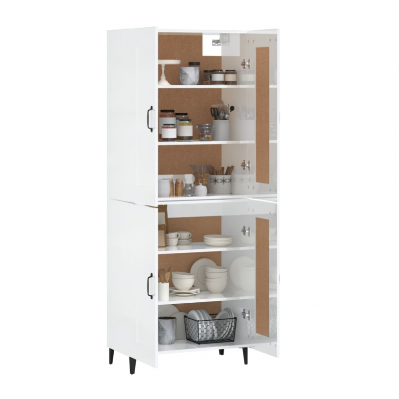Highboard Hochglanz-Weiß 69,5x34x180 cm Holzwerkstoff