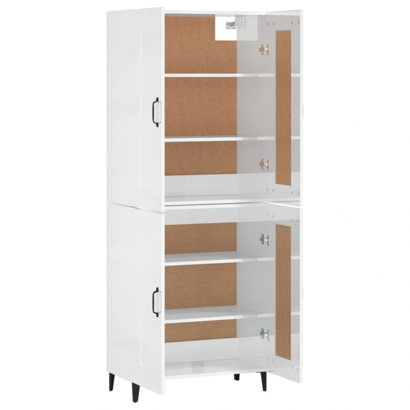 Highboard Hochglanz-Weiß 69,5x34x180 cm Holzwerkstoff