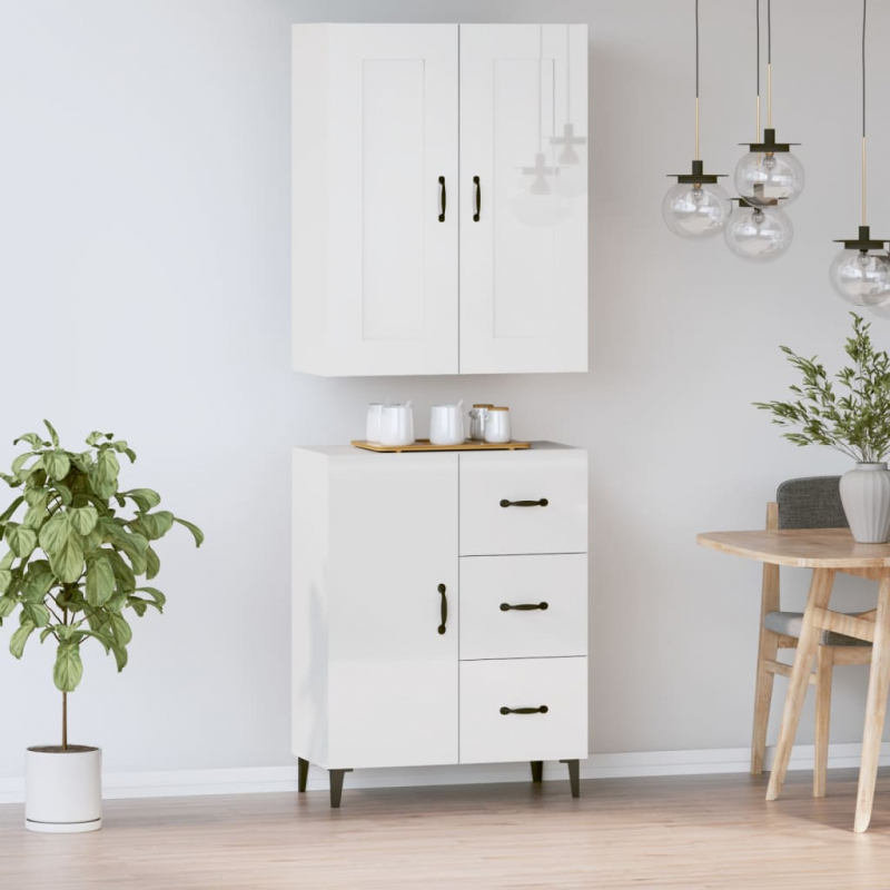 Highboard Hochglanz-Weiß Holzwerkstoff