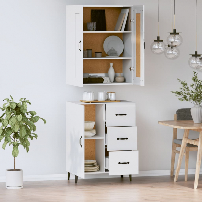 Highboard Hochglanz-Weiß Holzwerkstoff