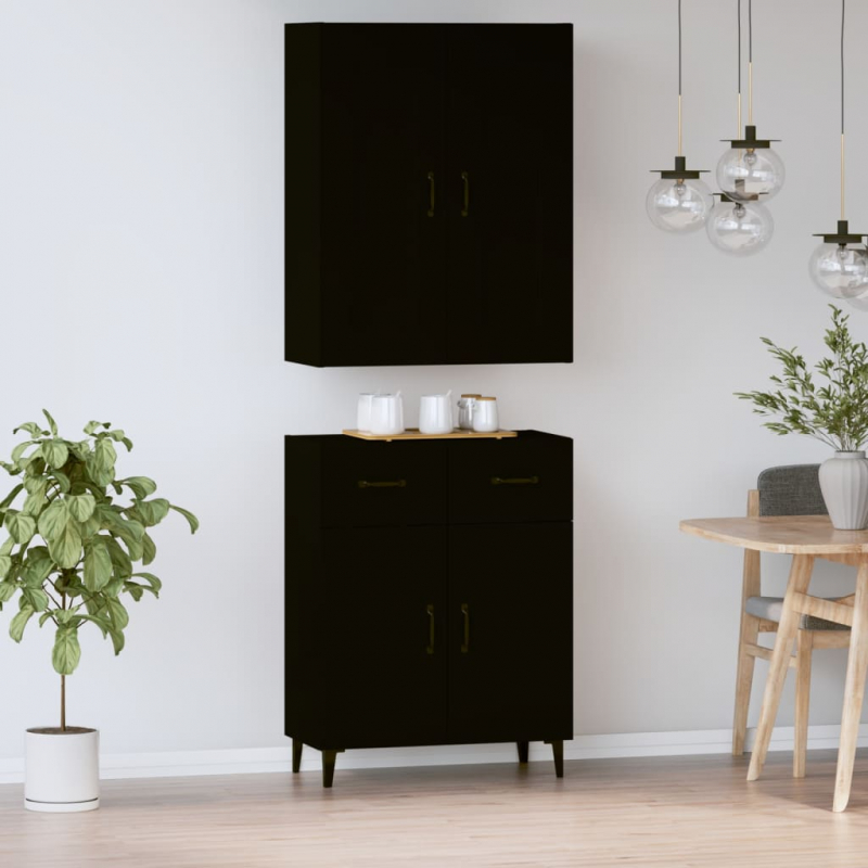 Highboard Schwarz Holzwerkstoff