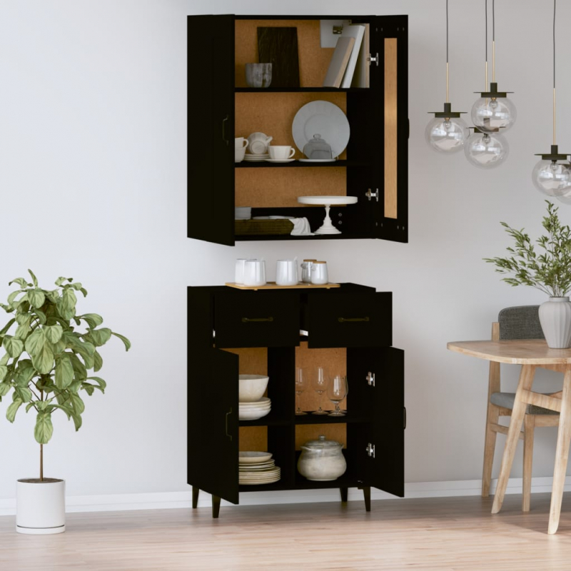 Highboard Schwarz Holzwerkstoff