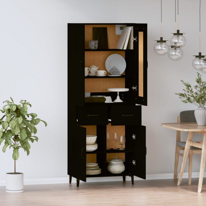 Highboard Schwarz Holzwerkstoff