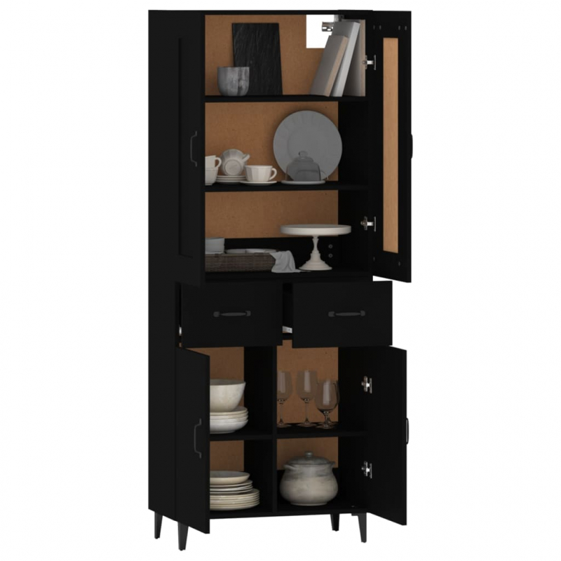 Highboard Schwarz Holzwerkstoff
