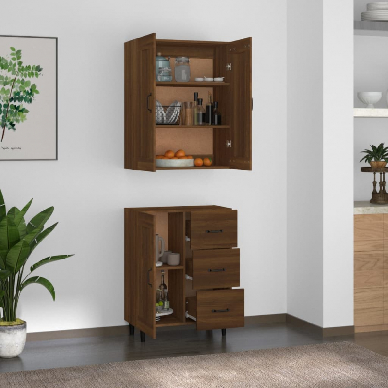 Highboard Braun Eichen-Optik Holzwerkstoff