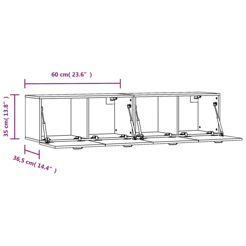 Wandschränke 2Stk Braun Eichen-Optik 60x36,5x35cm Holzwerkstoff