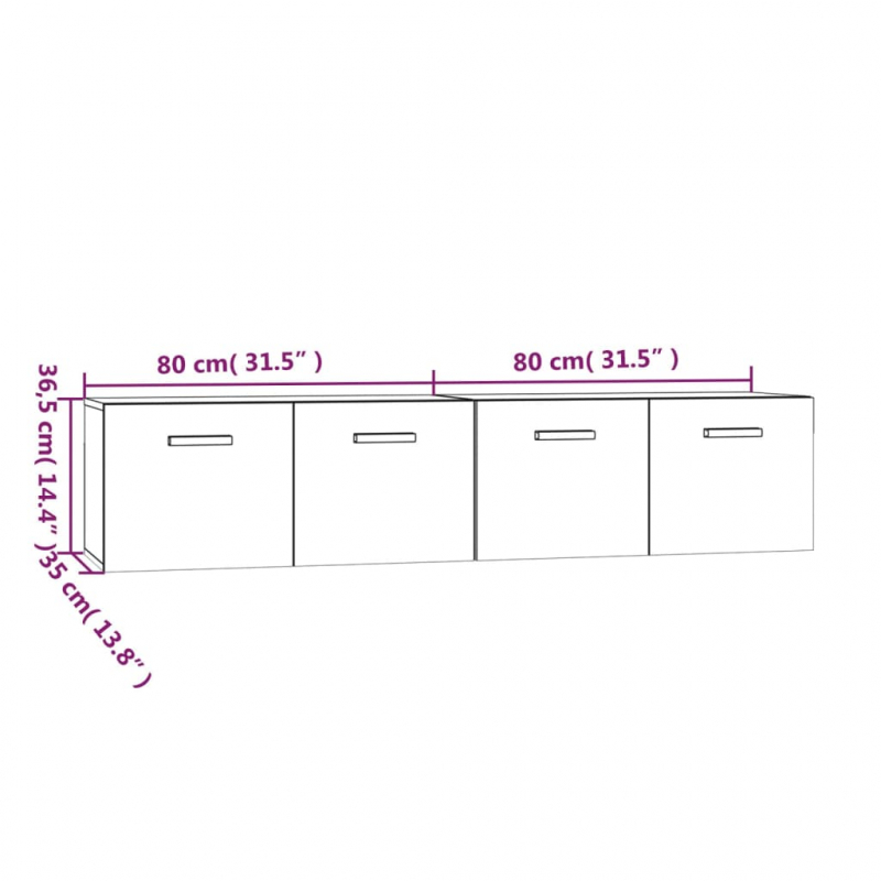 Wandschränke 2 Stk. Grau Sonoma 80x35x36,5 cm Holzwerkstoff