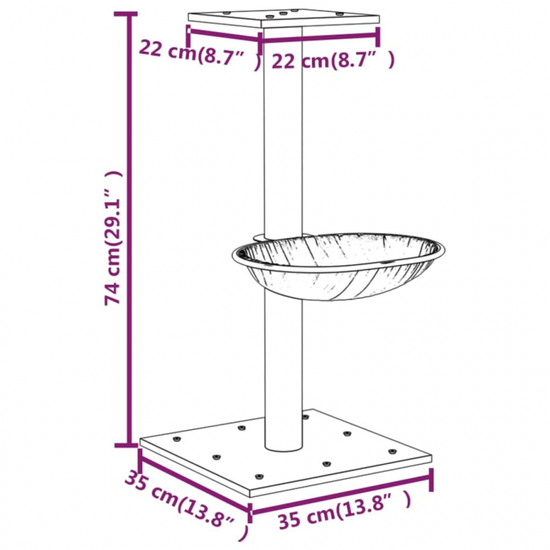 Kratzbaum mit Sisal-Kratzsäule Dunkelgrau 74 cm