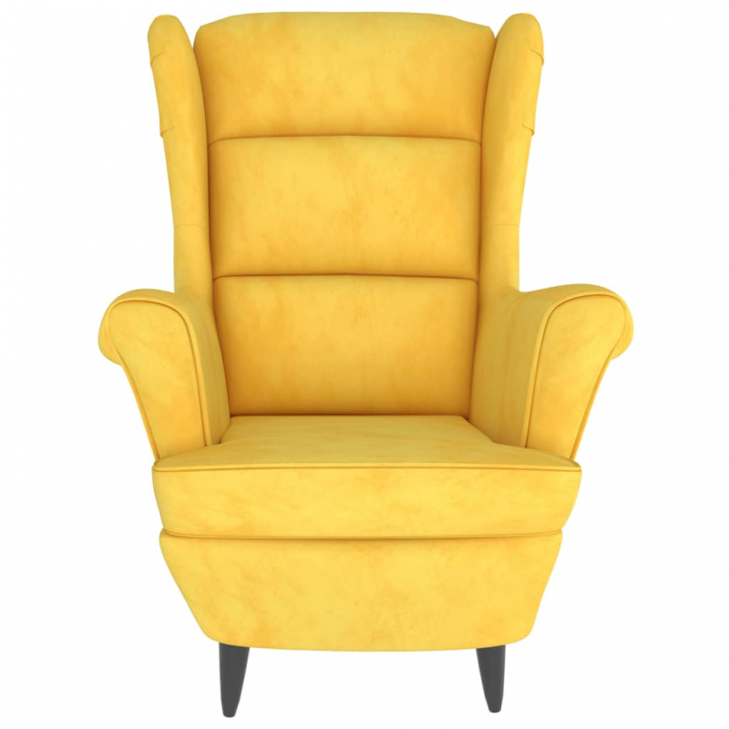 Ohrensessel mit Hocker Senfgelb Samt