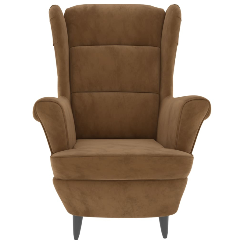 Ohrensessel mit Hocker Braun Samt
