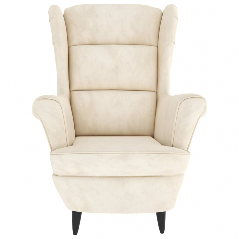 Ohrensessel mit Hocker Creme Samt