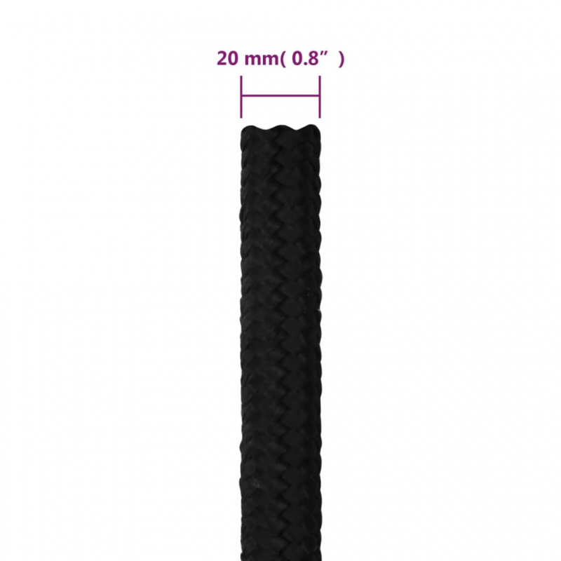 Arbeitsseil Schwarz 20 mm 50 m Polyester