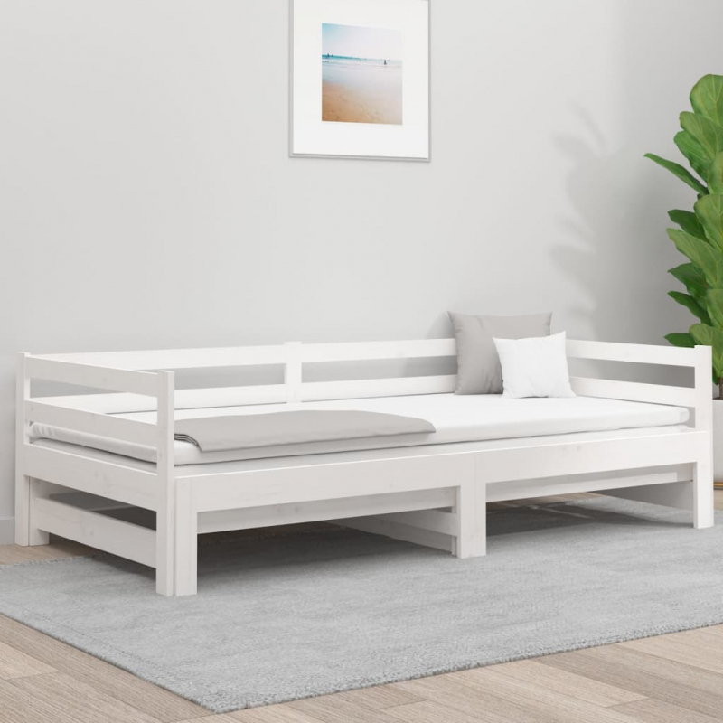 Ausziehbares Tagesbett ohne Matratze Weiß 90x190 cm