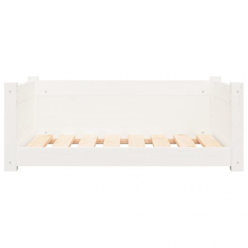 Hundebett Weiß 75,5x55,5x28 cm Massivholz Kiefer