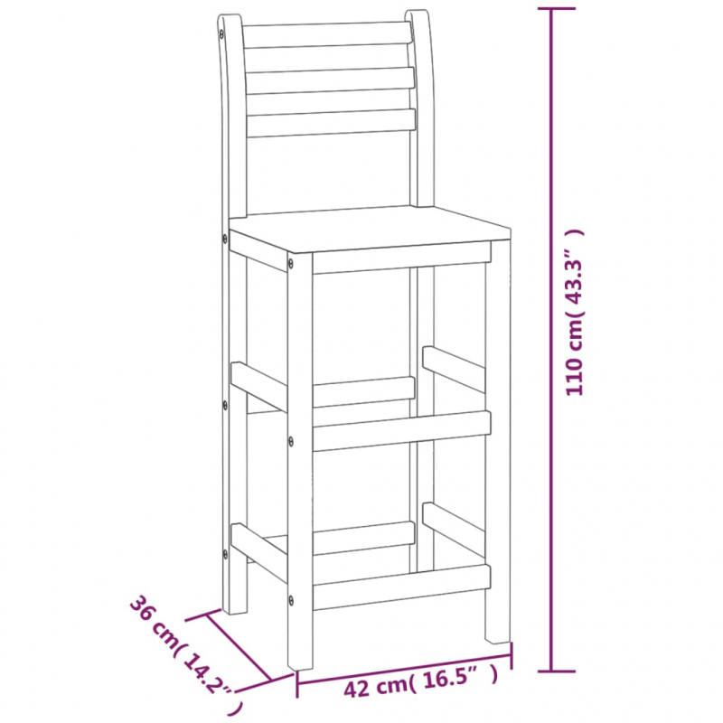 Barhocker 6 Stk. Massivholz Akazie