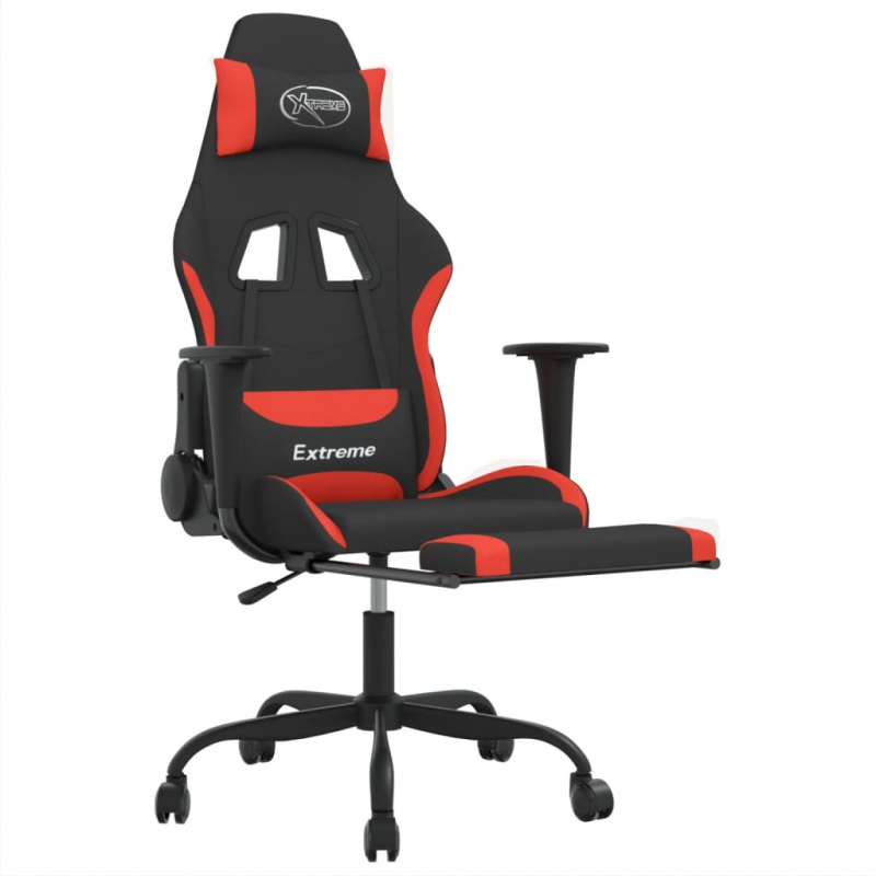 Gaming-Stuhl mit Fußstütze Drehbar Schwarz und Rot Stoff