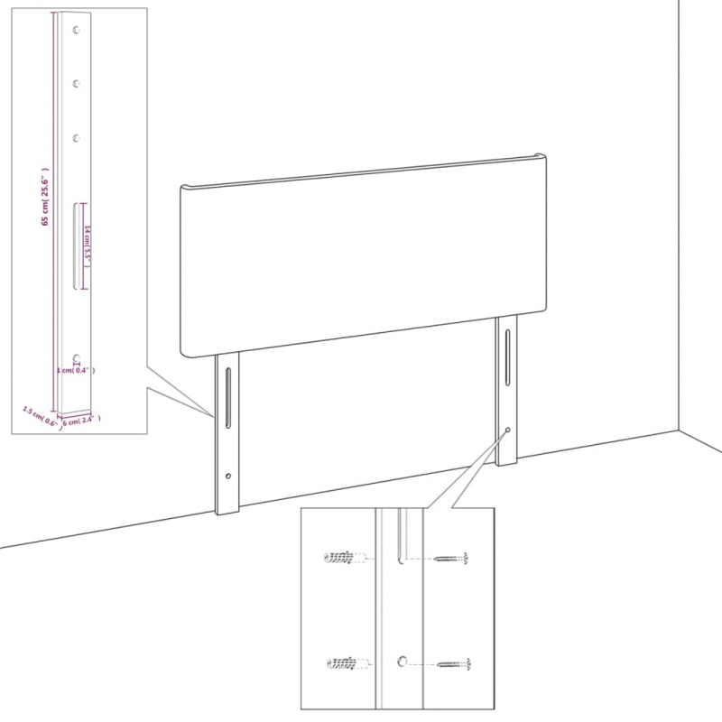 Kopfteil Dunkelgrau 80x5x78/88 cm Samt