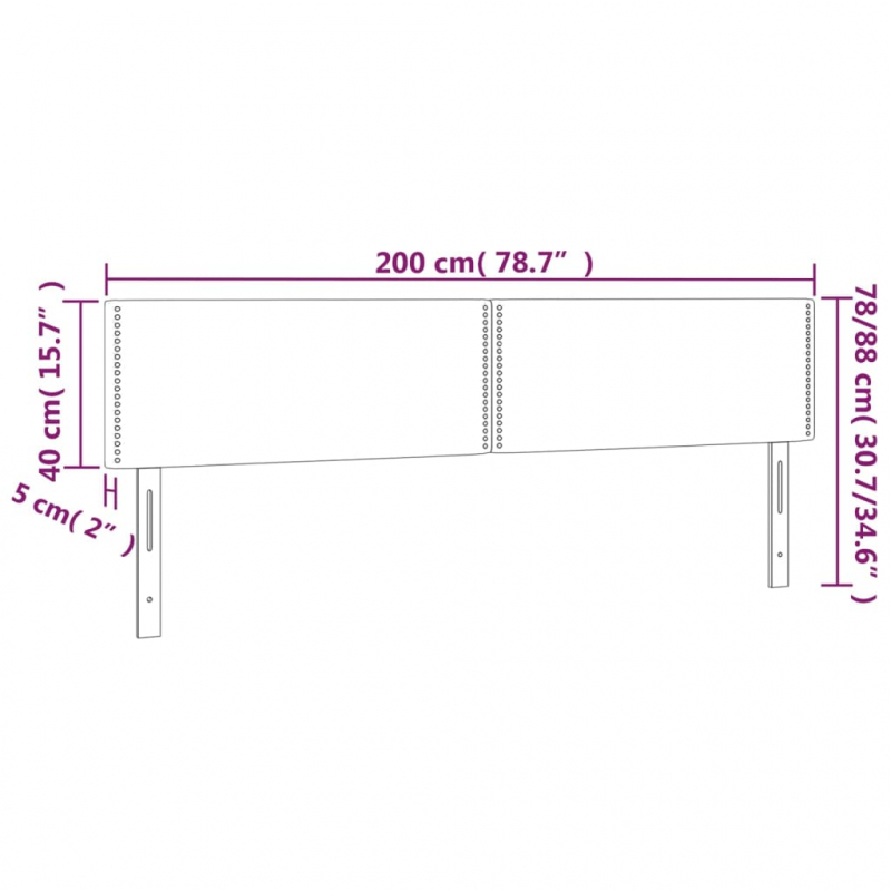 Kopfteile 2 Stk. Creme 100x5x78/88 cm Stoff