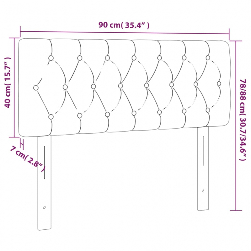 Kopfteil Dunkelbraun 90x7x78/88 cm Stoff