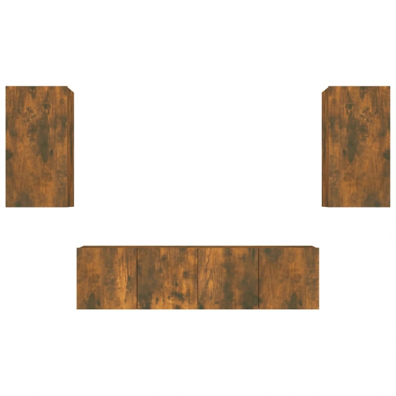 4-tlg. TV-Schrank-Set Räuchereiche Holzwerkstoff