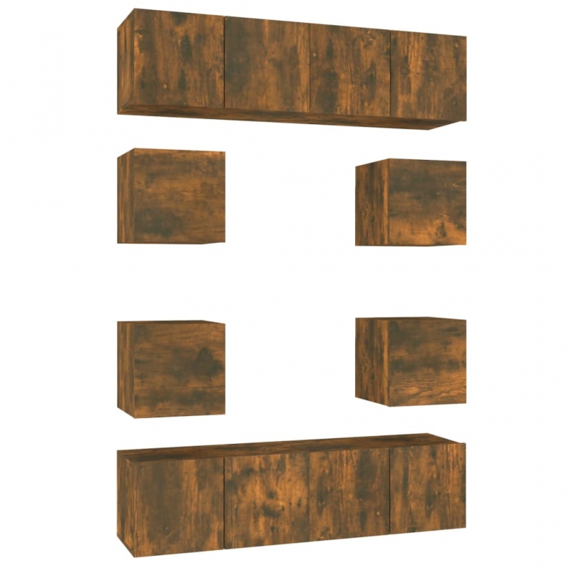 8-tlg. TV-Schrank-Set Räuchereiche Holzwerkstoff
