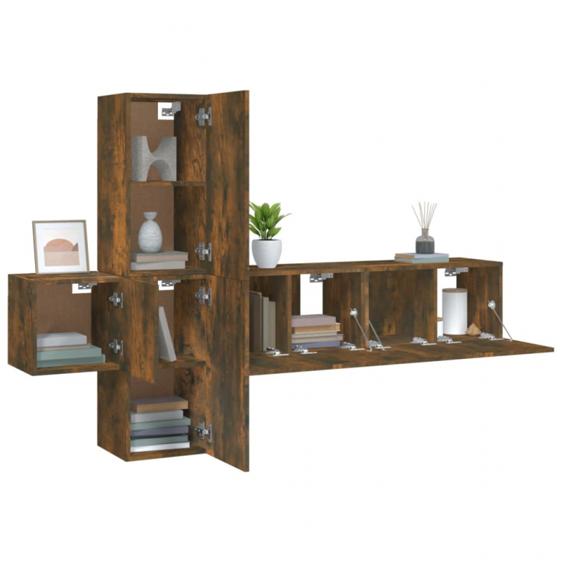 5-tlg. TV-Schrank-Set Räuchereiche Holzwerkstoff