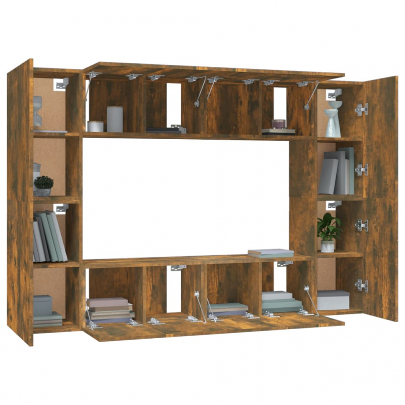8-tlg. TV-Schrank-Set Räuchereiche Holzwerkstoff