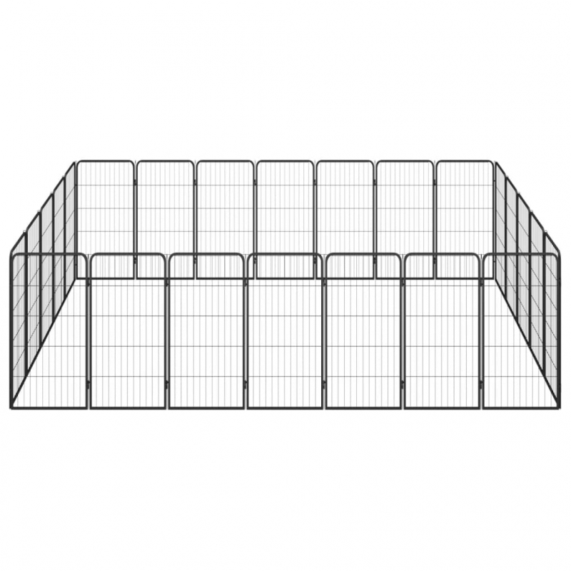 24-tlg. Hundelaufstall Schwarz 50x100cm Stahl Pulverbeschichtet