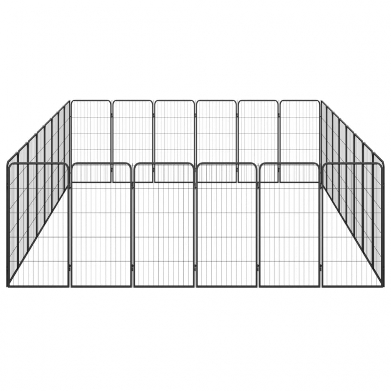 28-tlg. Hundelaufstall Schwarz 50x100cm Stahl Pulverbeschichtet