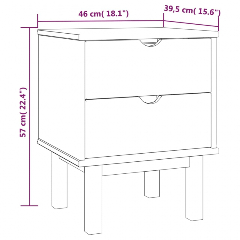 Nachttisch OTTA Braun&Grau 45x39x57 cm Massivholz Kiefer