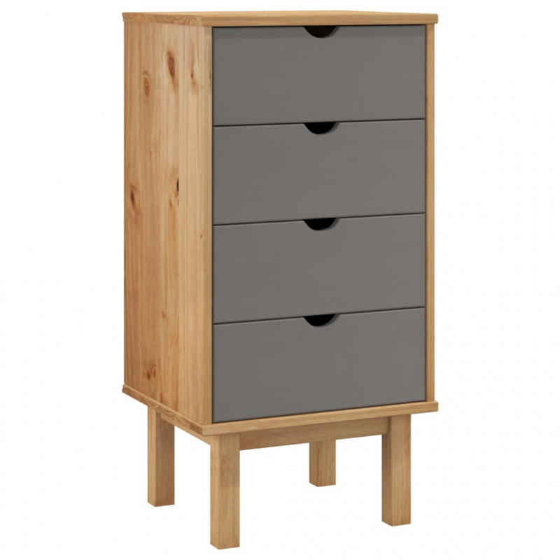 Schubladenschrank OTTA Braun&Grau 45x39x90 cm Massivholz