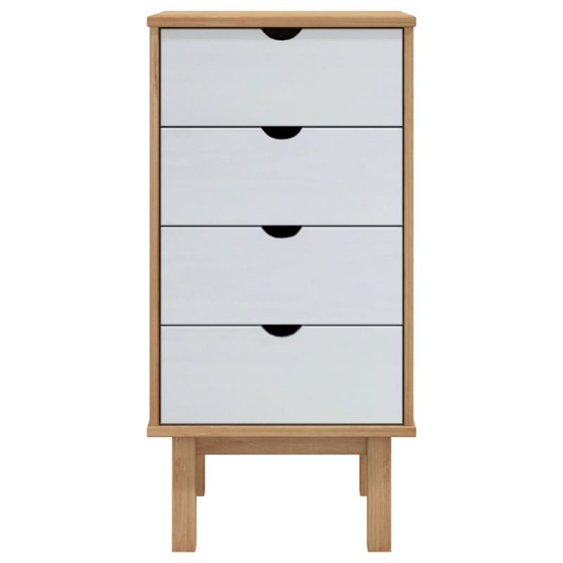 Schubladenschrank OTTA Braun&Weiß 46x39,5x90 cm Massivholz