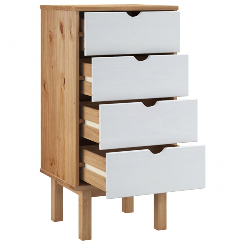 Schubladenschrank OTTA Braun&Weiß 46x39,5x90 cm Massivholz
