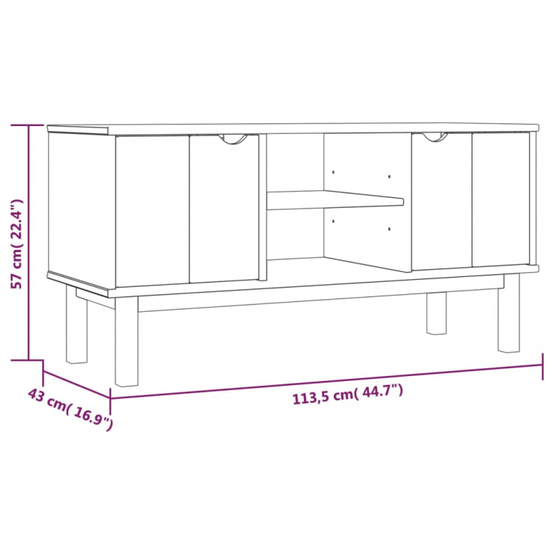 TV-Schrank OTTA 113,5x43x57 cm Massivholz Kiefer