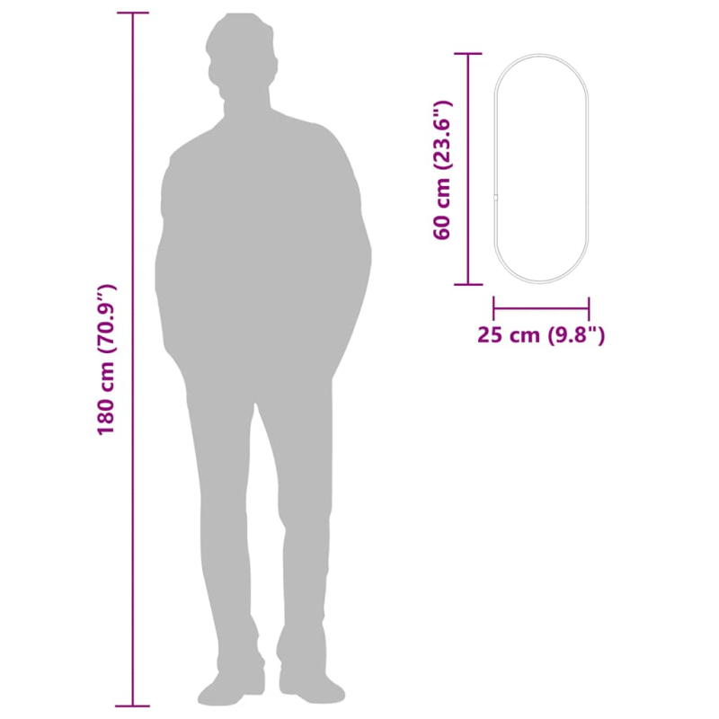 Wandspiegel Golden 60x25 cm Oval