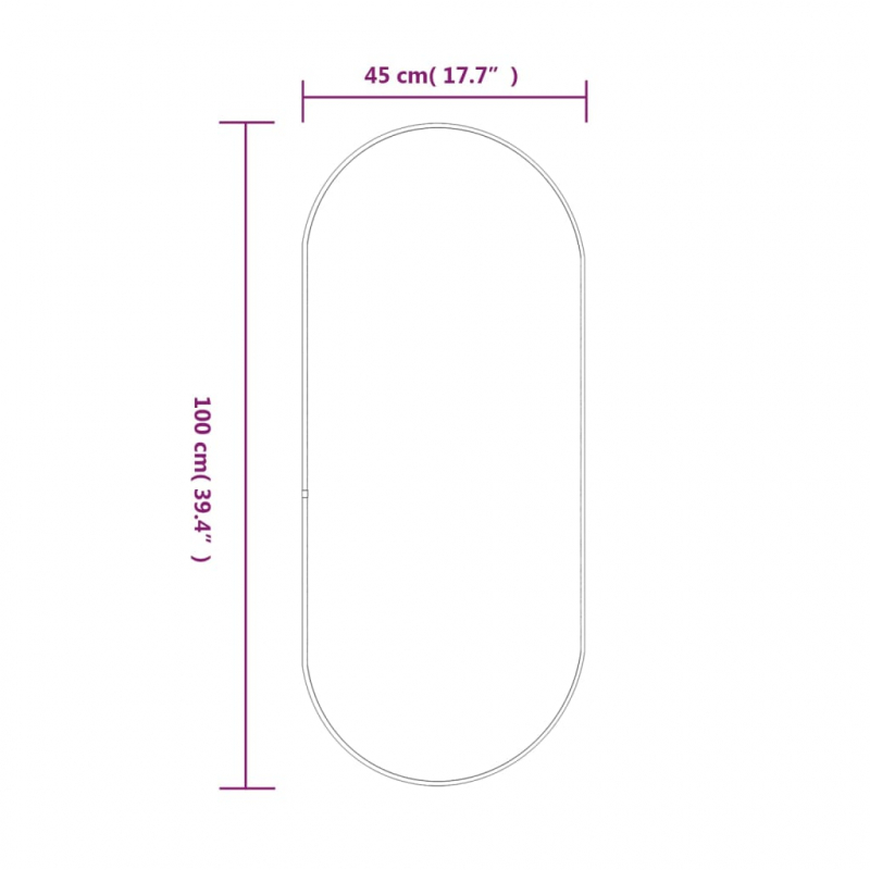 Wandspiegel Schwarz 100x45 cm Oval