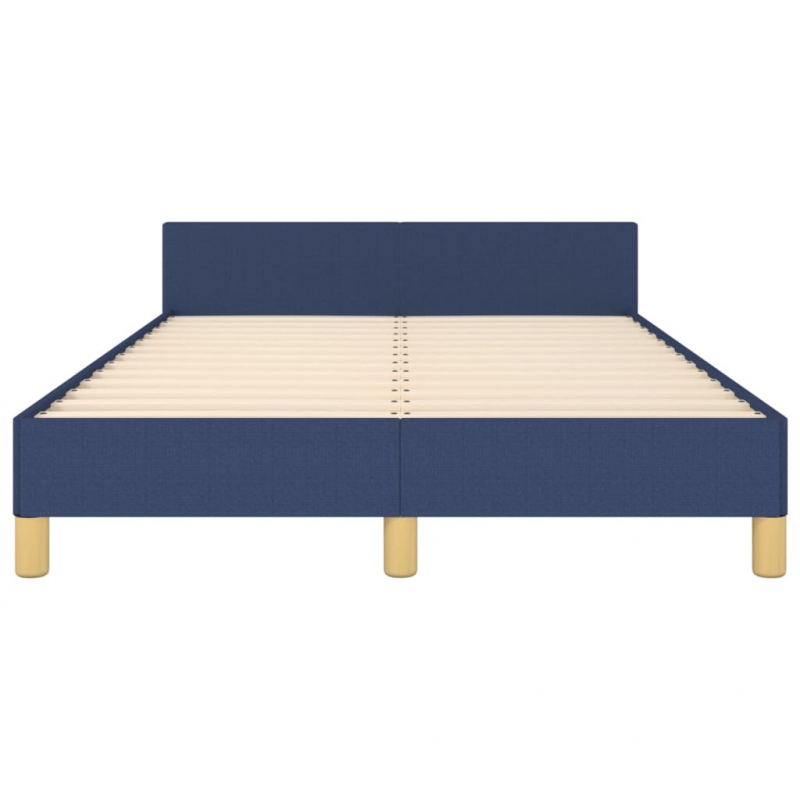 Bettgestell mit Kopfteil ohne Matratze Blau 120x200 cm Stoff