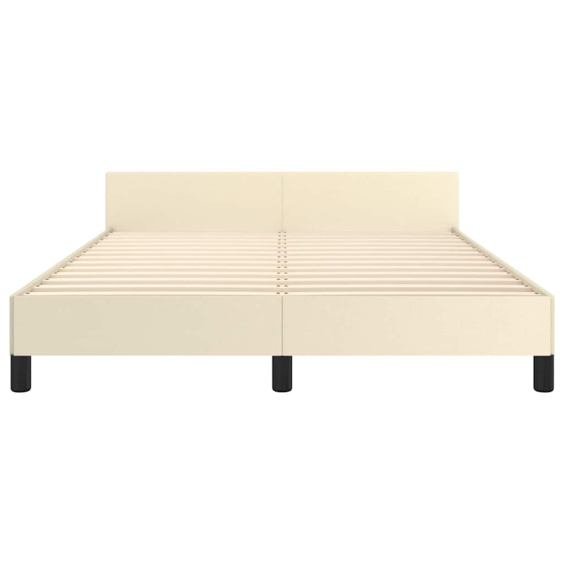 Bettgestell mit Kopfteil ohne Matratze Creme 140x190 cm