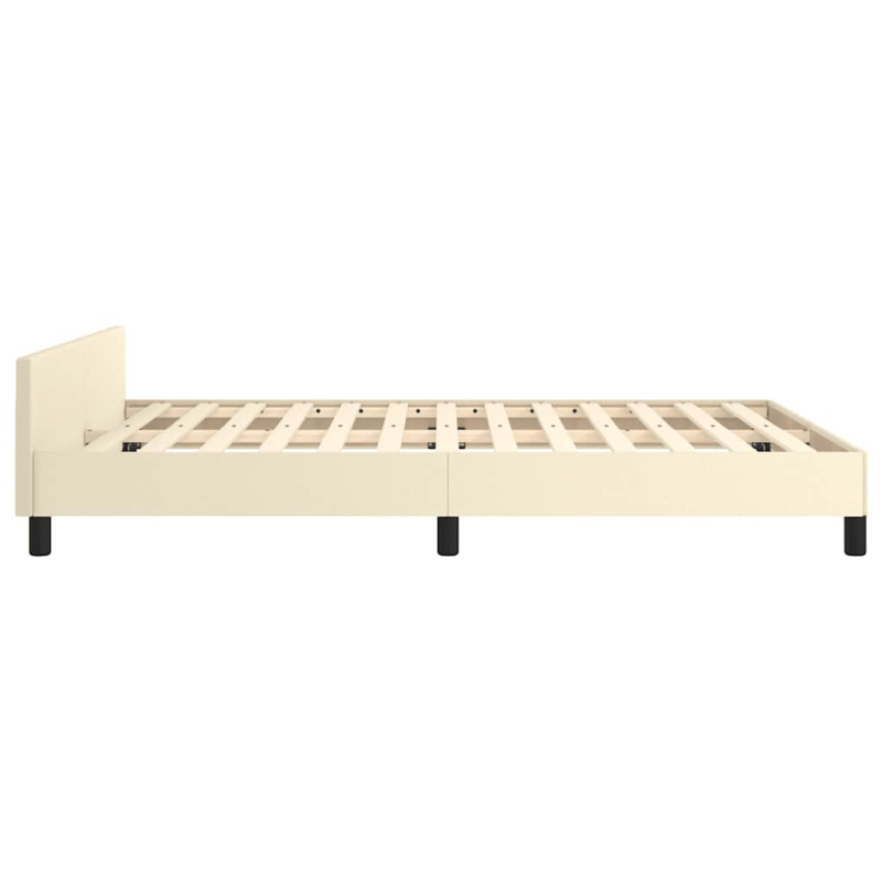 Bettgestell mit Kopfteil ohne Matratze Creme 140x190 cm