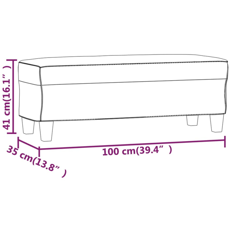Sitzbank Hellgrau 100x35x41 cm Stoff