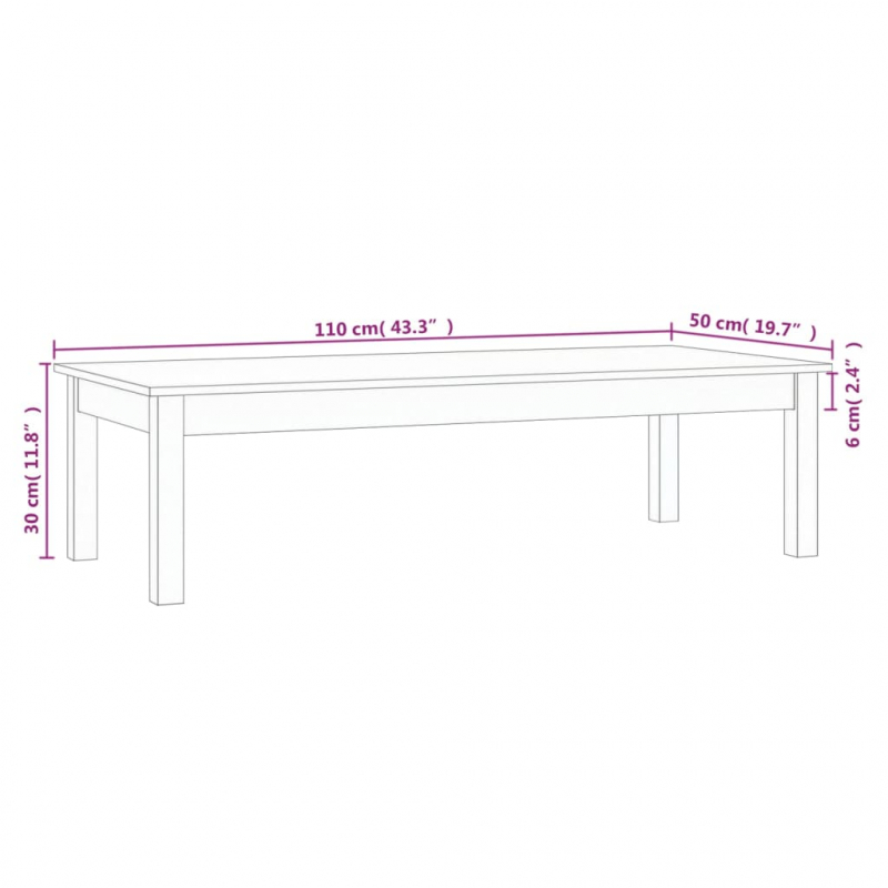 Couchtisch 110x50x30 cm Massivholz Kiefer