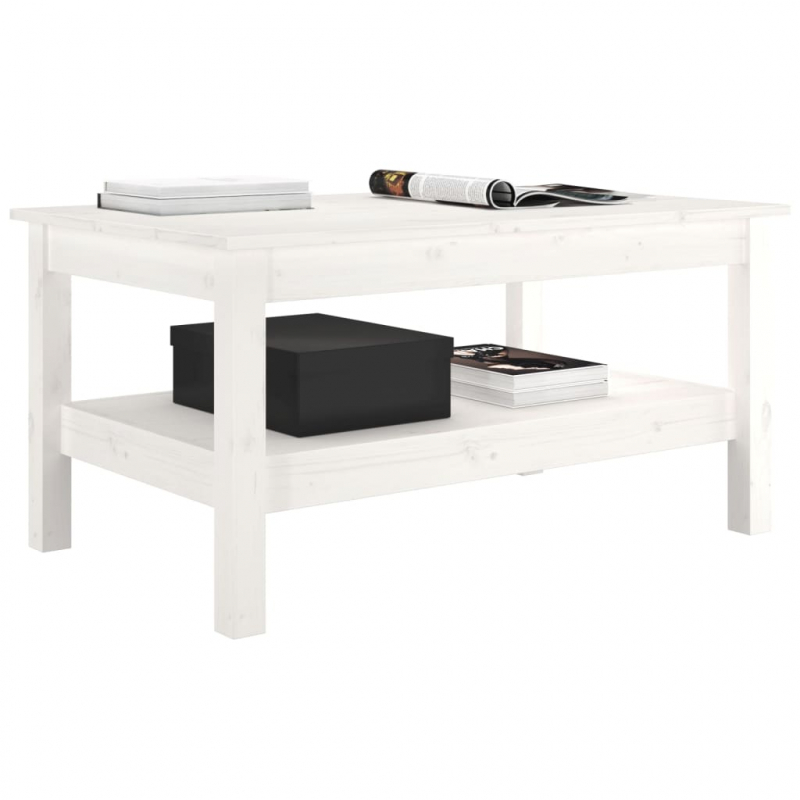 Couchtisch Weiß 80x50x40 cm Massivholz Kiefer