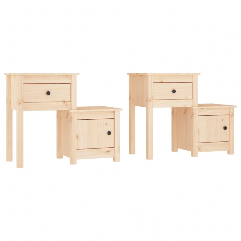 Nachttische 2 Stk. 79,5x38x65,5 cm Massivholz Kiefer