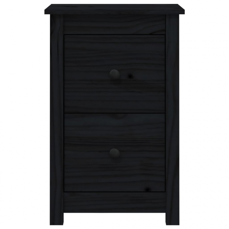 Nachttisch Schwarz 40x35x61,5 cm Massivholz Kiefer