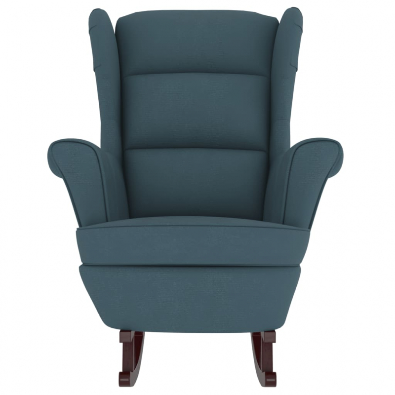 Schaukelsessel und Hocker mit Holzbeinen Blau Samt
