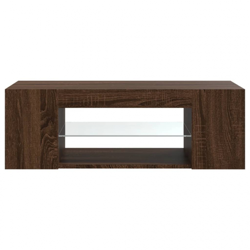 TV-Schrank mit LED-Leuchten Braun Eichen-Optik 90x39x30 cm