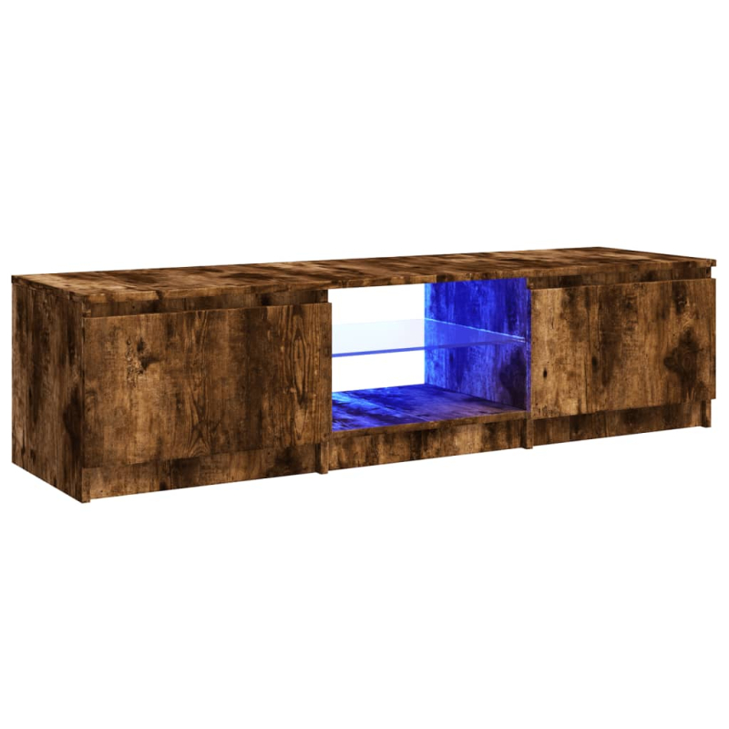 TV-Schrank mit LED-Leuchten Räuchereiche 140x40x35,5 cm