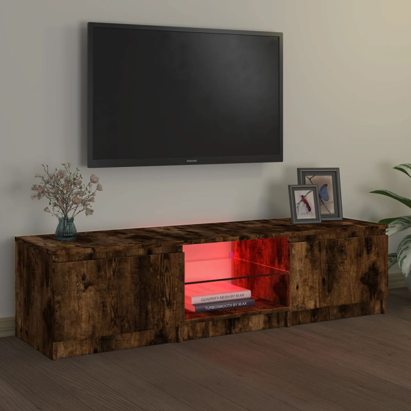 TV-Schrank mit LED-Leuchten Räuchereiche 140x40x35,5 cm