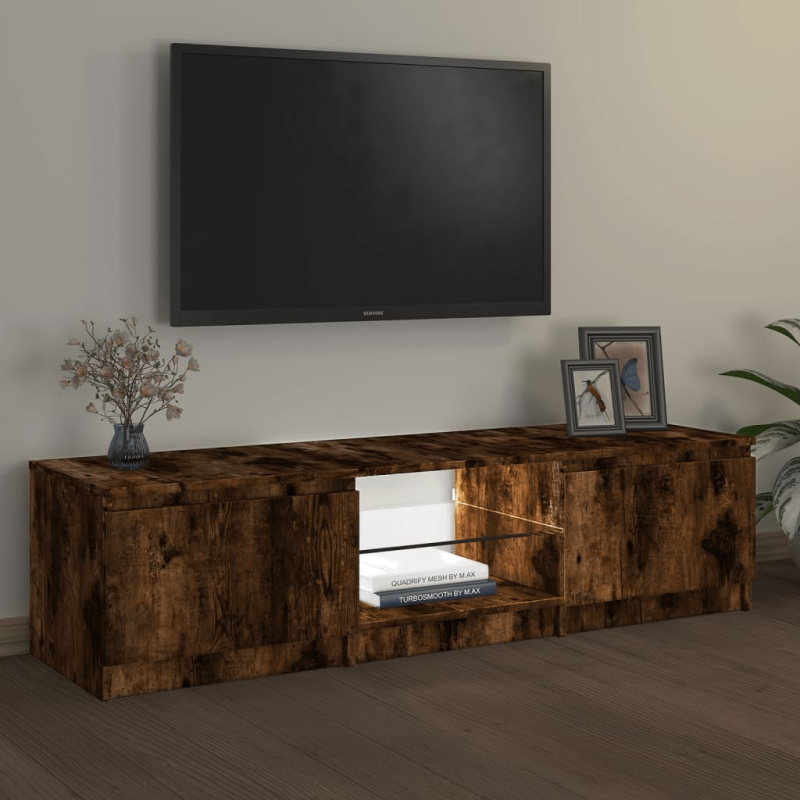TV-Schrank mit LED-Leuchten Räuchereiche 140x40x35,5 cm