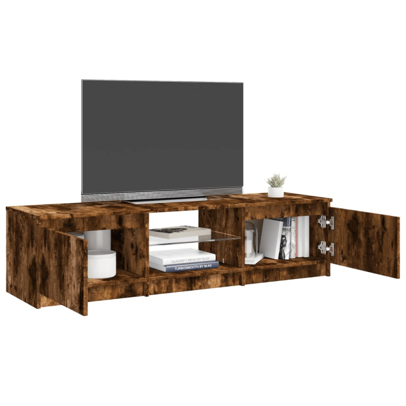 TV-Schrank mit LED-Leuchten Räuchereiche 140x40x35,5 cm